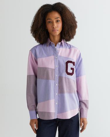 GANT Kadın Mor Regular Fit Gömlek Yaka Renk Bloklu Gömlek