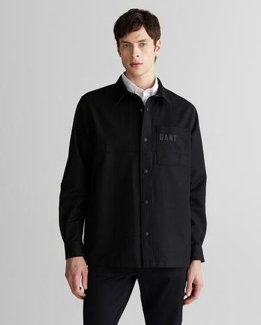GANT Erkek Siyah Oversize Fit Logolu Gömlek