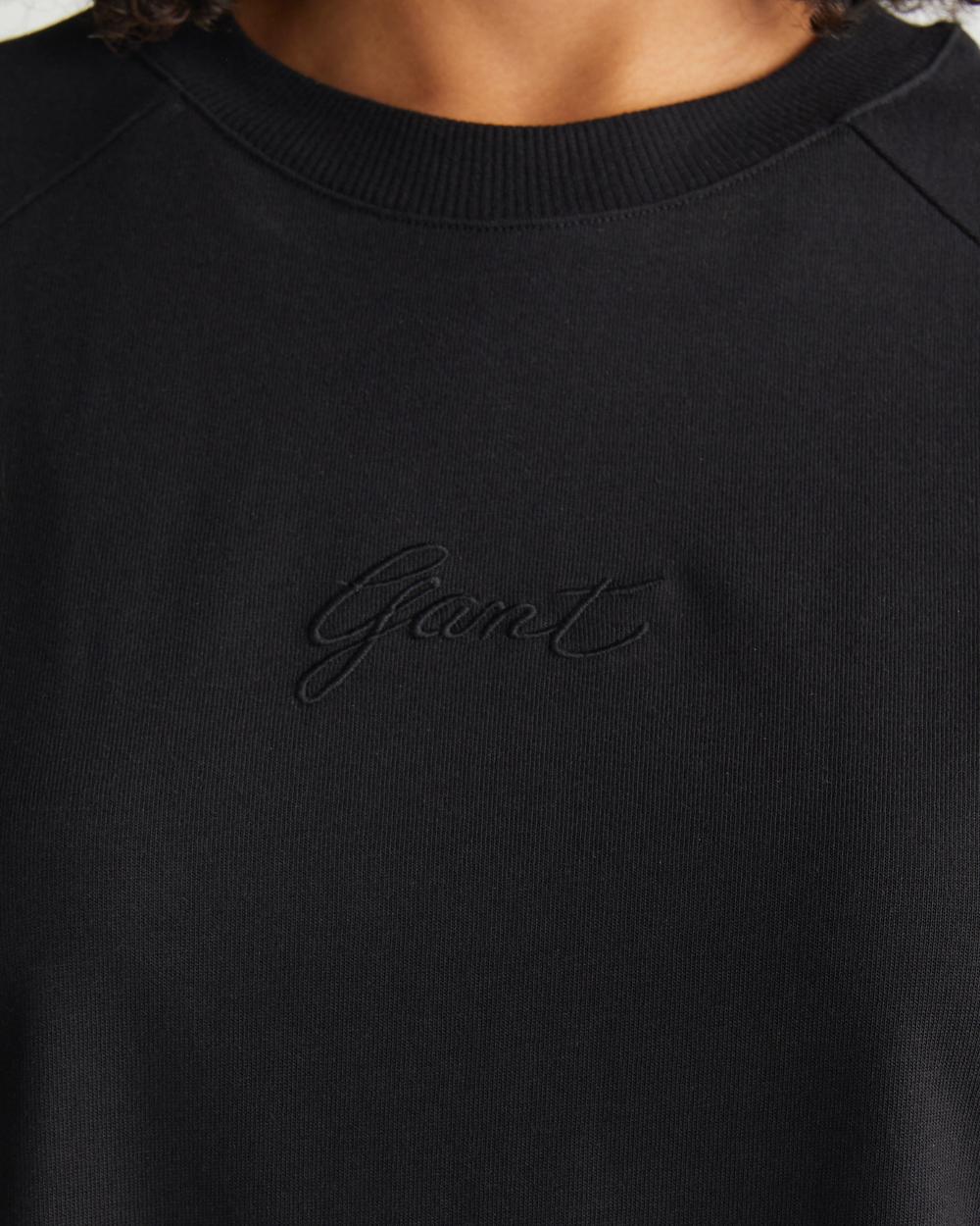 GANT Kadın Siyah Bisiklet Yaka Logolu T-Shirt