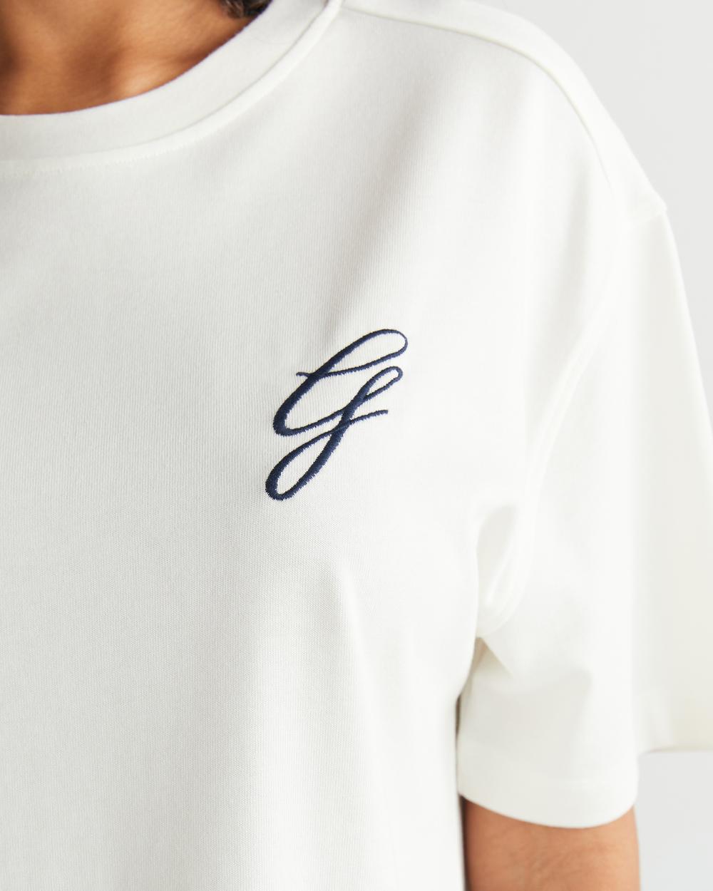 GANT Kadın Krem Bisiklet Yaka Logolu T-Shirt