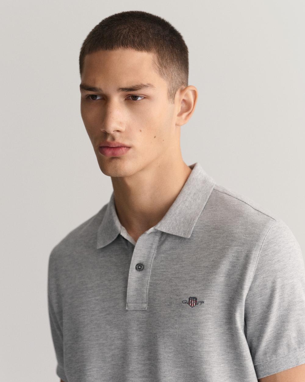 GANT Erkek Gri Slim Fit Polo