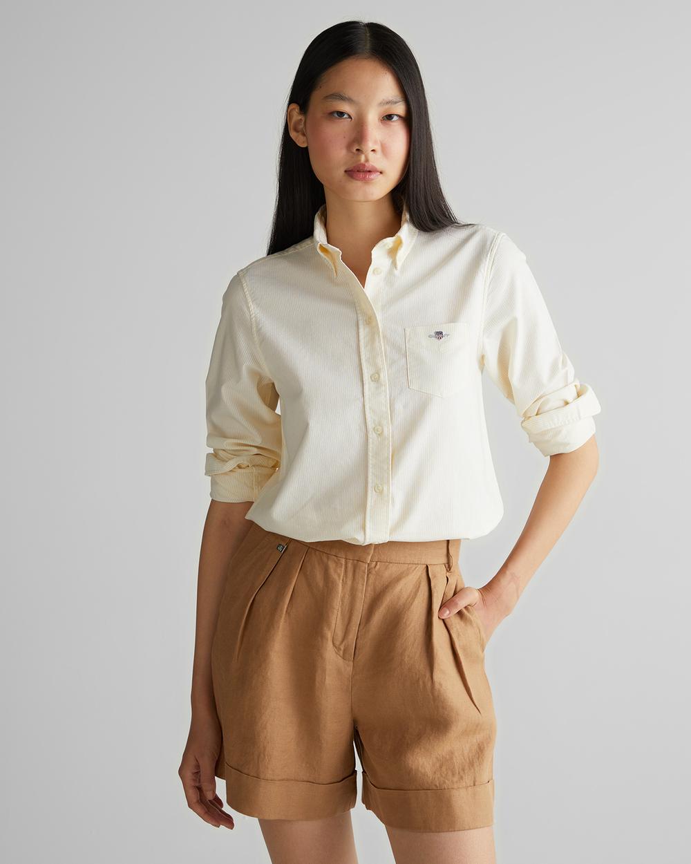 GANT Kadın Sarı Regular Fit Düğmeli Yaka Gömlek