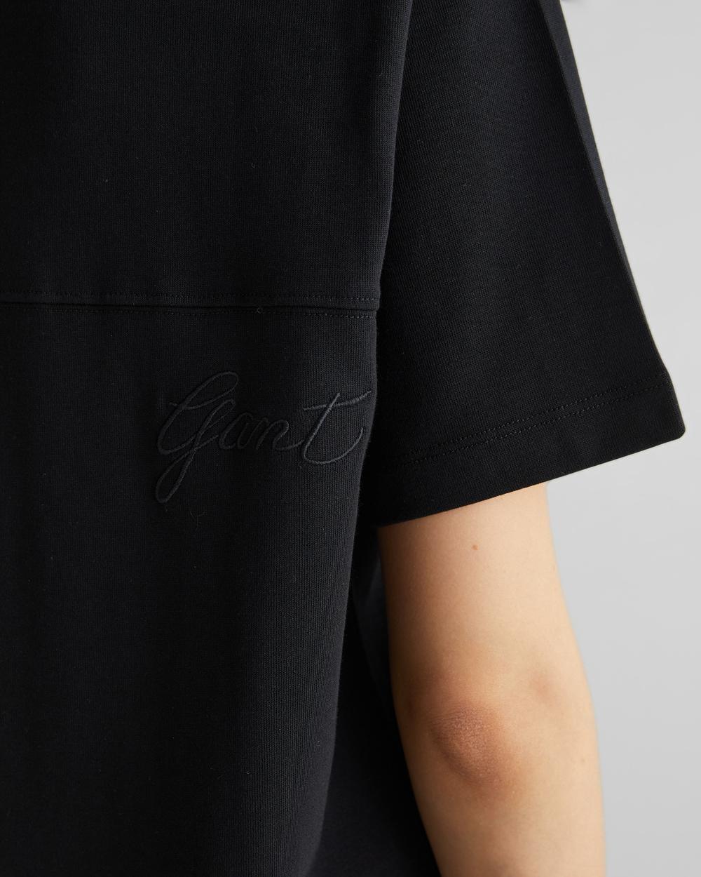 GANT Kadın Siyah Bisiklet Yaka Logolu T-Shirt