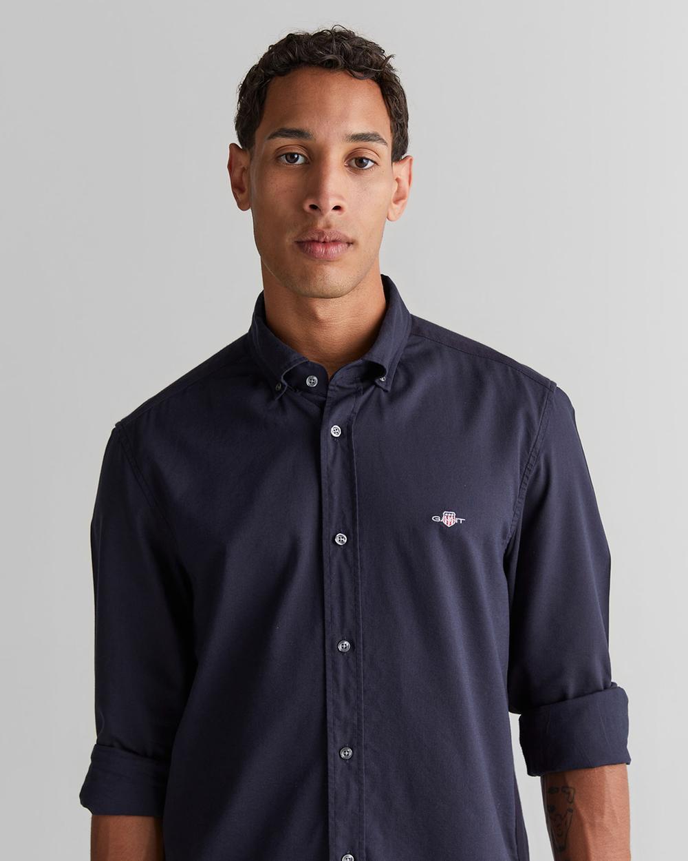 GANT Erkek Lacivert Regular Fit Düğmeli Yaka Gömlek