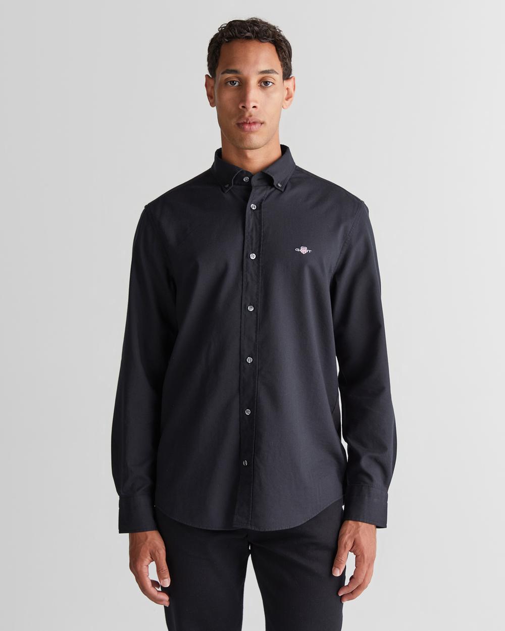 GANT Erkek Siyah Regular Fit Düğmeli Yaka Gömlek