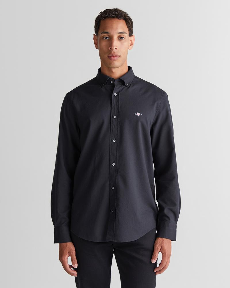 GANT Erkek Siyah Regular Fit Düğmeli Yaka Gömlek