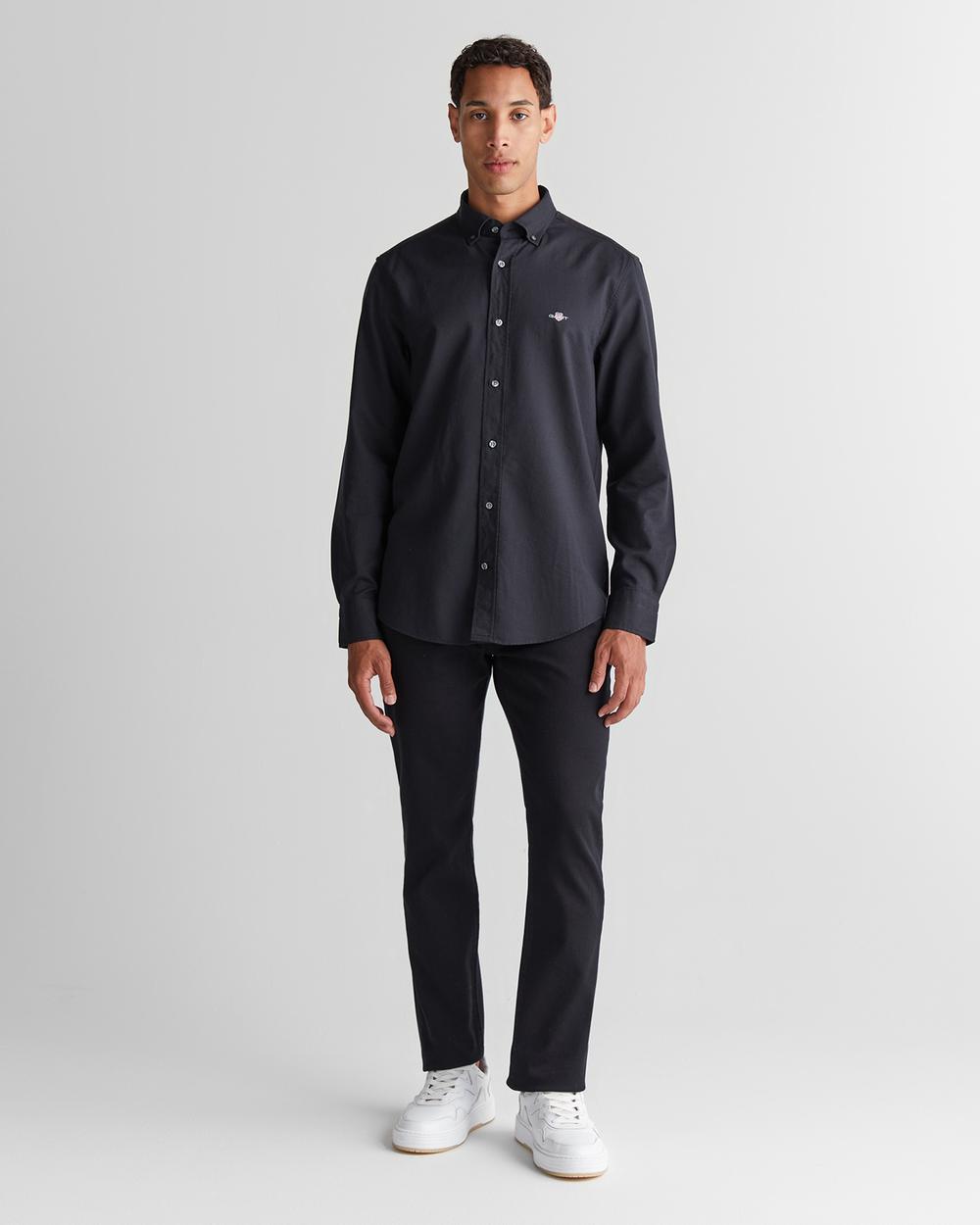 GANT Erkek Siyah Regular Fit Düğmeli Yaka Gömlek