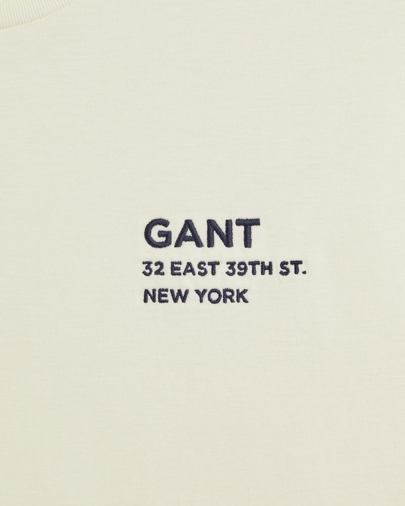 GANT Erkek Krem Regular Fit Bisiklet Yaka Logolu T-Shirt